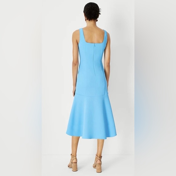 Ann Taylor Sky Blue Square Neck Drop Waist Cocktail Dress Wedding Guest Preppy - Picture 2 of 8